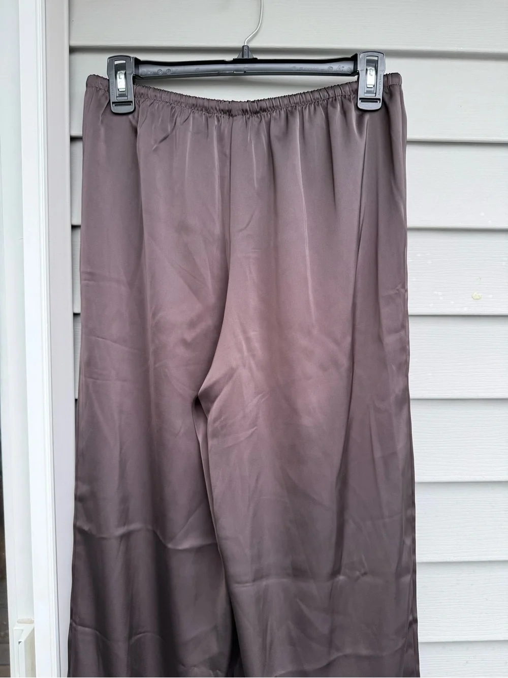 Brown Satin Elastic Drawstring Pants